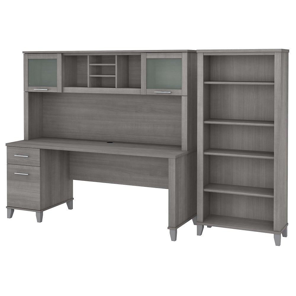 Bush Business Furniture Somerset 72inW Office Computer Desk With Hutch And 5-Shelf Bookcase, Platinum Gray, Standard Delivery MPN:SET020PG