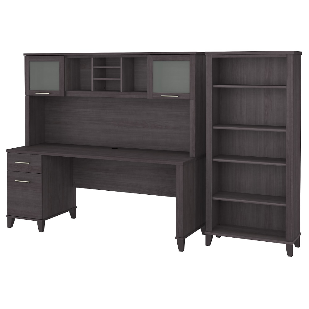 Bush Business Furniture Somerset 72inW Office Computer Desk With Hutch And 5-Shelf Bookcase, Storm Gray, Standard Delivery MPN:SET020SG