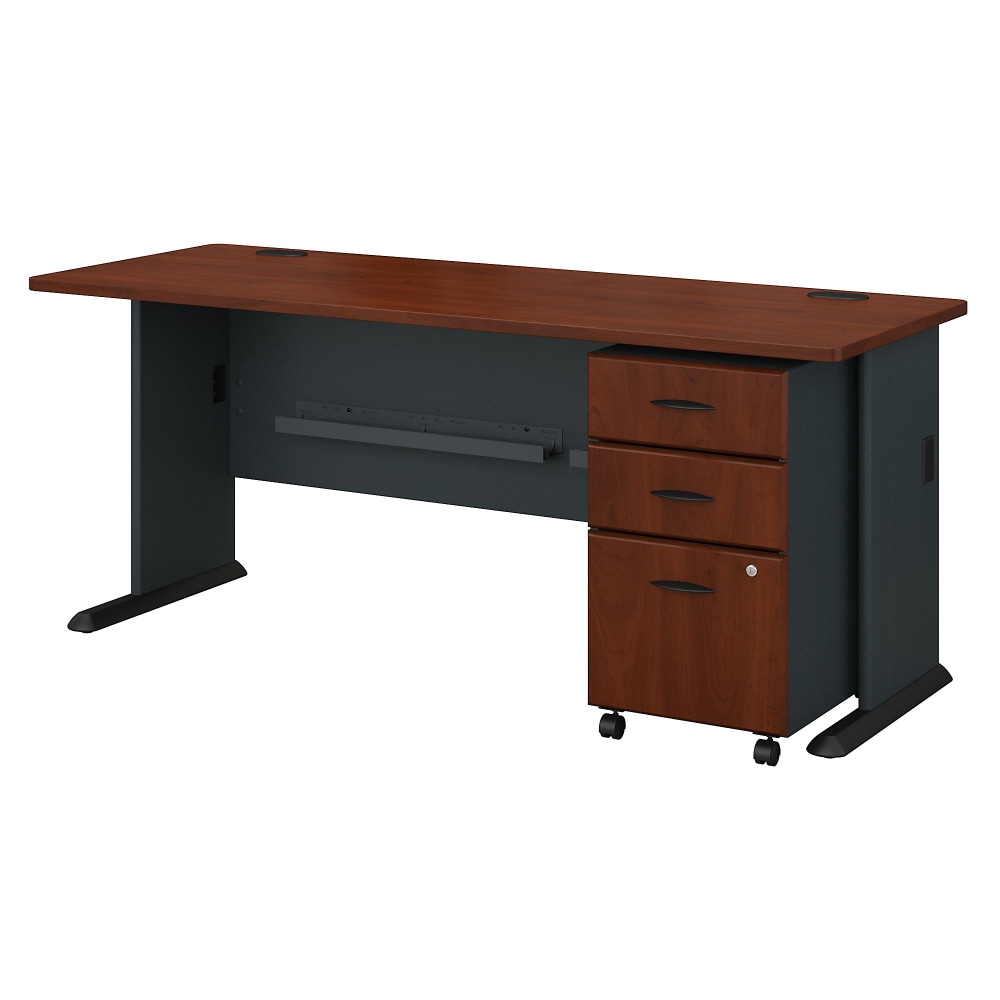 Bush Business Furniture Office Advantage 72inW Computer Desk With Mobile File Cabinet, Hansen Cherry/Galaxy, Standard Delivery MPN:SRA013HCSU