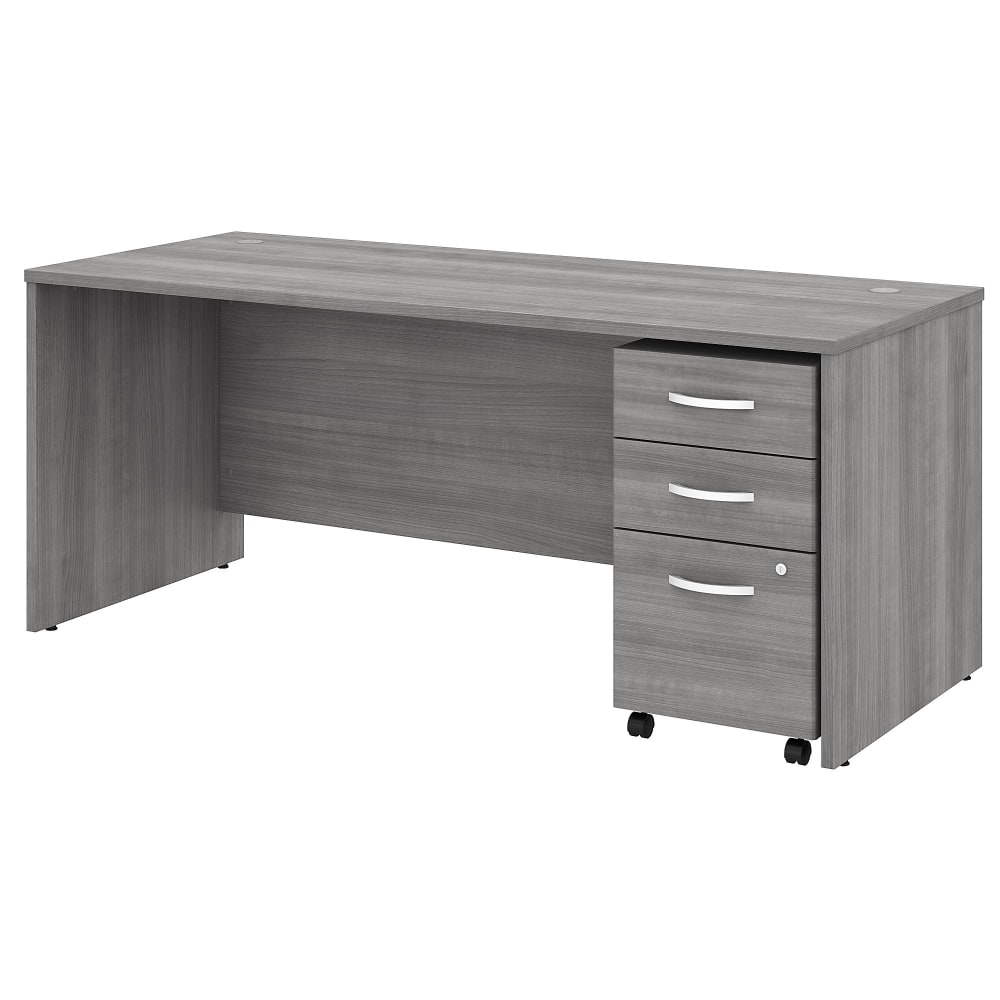 Bush Business Furniture Studio C Office 72inW Computer Desk With Mobile File Cabinet, Platinum Gray, Standard Delivery MPN:STC013PGSU