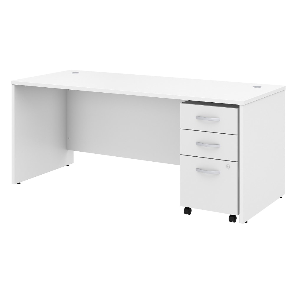 Bush Business Furniture Studio C 72inW Office Computer Desk With Mobile File Cabinet, White, Standard Delivery MPN:STC013WH