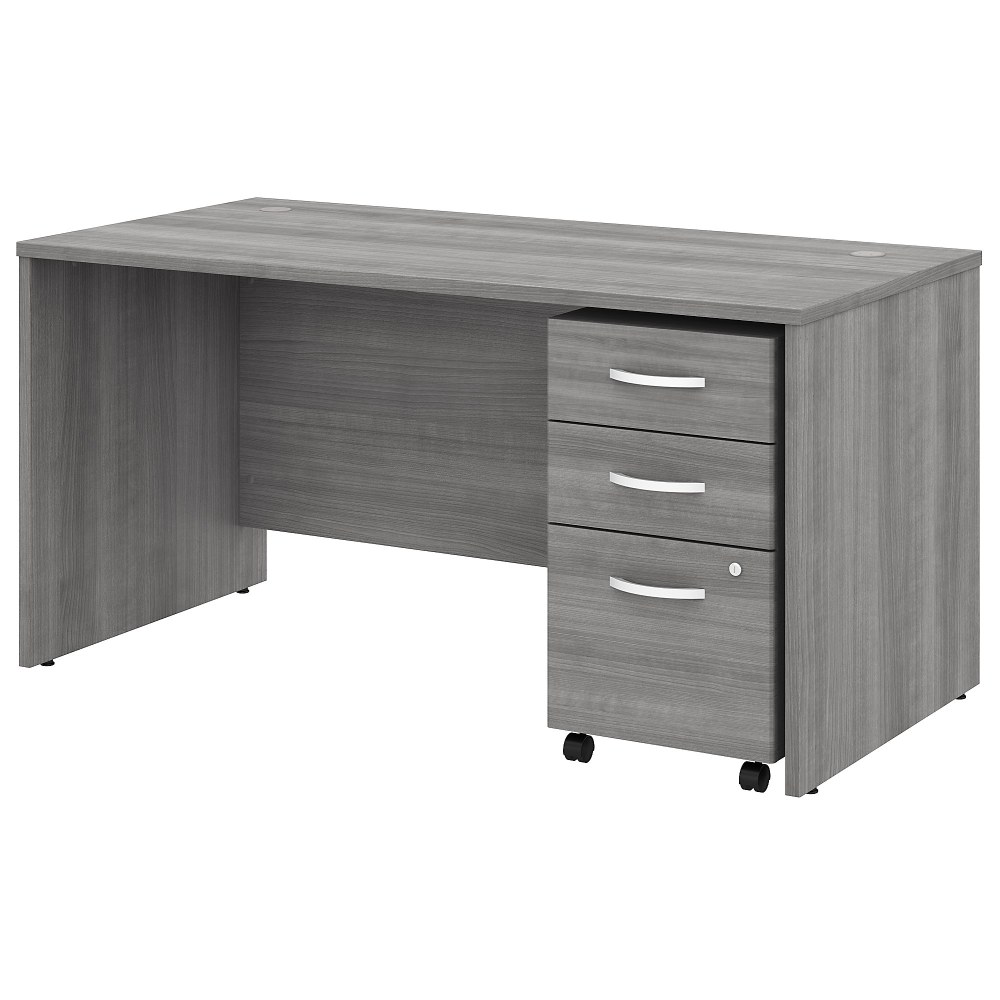 Bush Business Furniture Studio C 60inW Office Computer Desk With Mobile File Cabinet, Platinum Gray, Standard Delivery MPN:STC014PGSU
