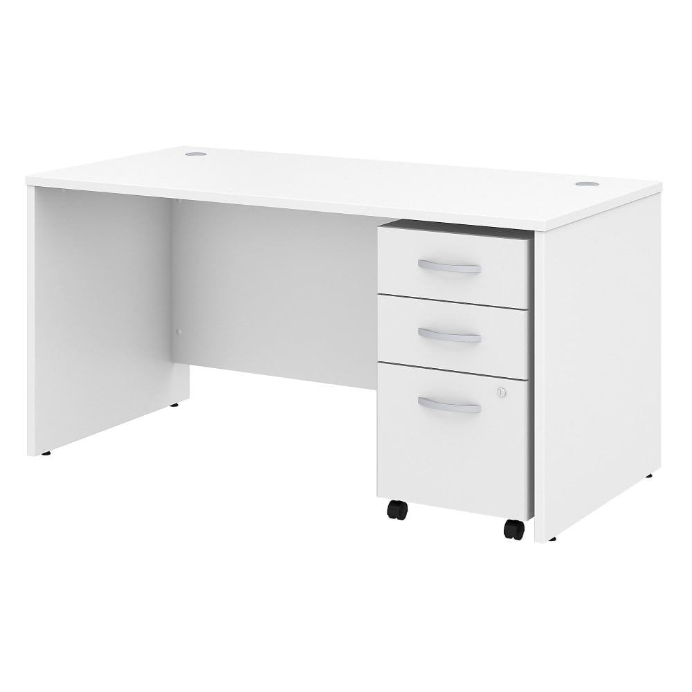 Bush Business Furniture Studio C 60inW Office Computer Desk With Mobile File Cabinet, White, Standard Delivery MPN:STC014WH
