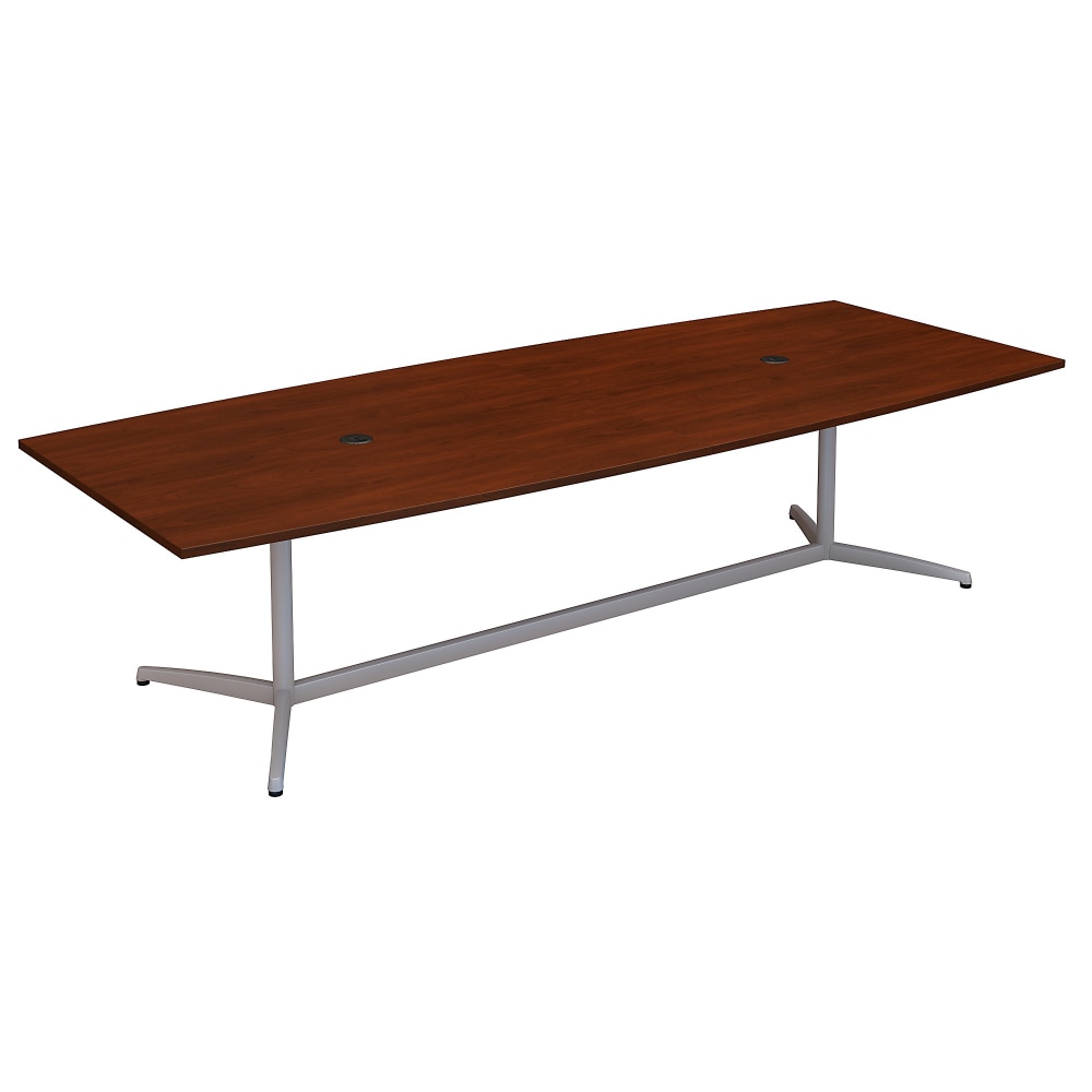 Bush Business Furniture 120inW x 48inD Boat Shaped Conference Table with Metal Base, Hansen Cherry, Standard Delivery MPN:99TBM120HCSVK
