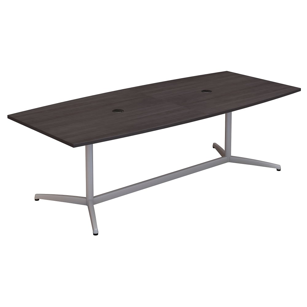 Bush Business Furniture 96inW x 42inD Boat Shaped Conference Table with Metal Base, Storm Gray, Standard Delivery MPN:99TBM96SGSVK