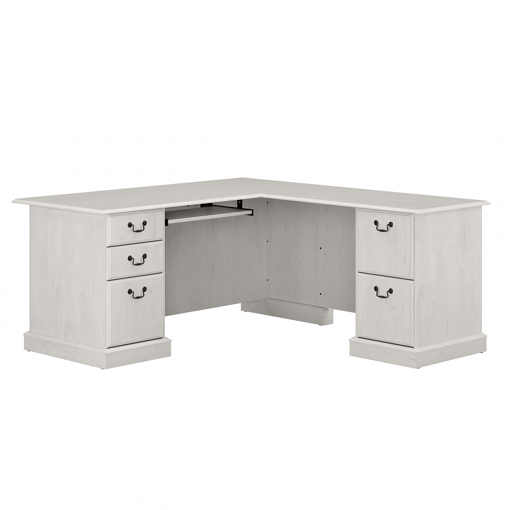 Bush Business Furniture Saratoga 66inW L-Shaped Corner Desk With Drawers, Linen White Oak, Standard Delivery MPN:EX45770-03K