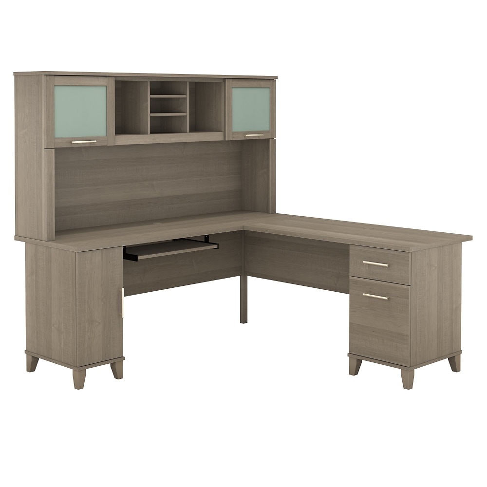 Bush Home Somerset 72inW L Shaped Desk With Hutch, Ash Gray, Standard Delivery MPN:SET001AG