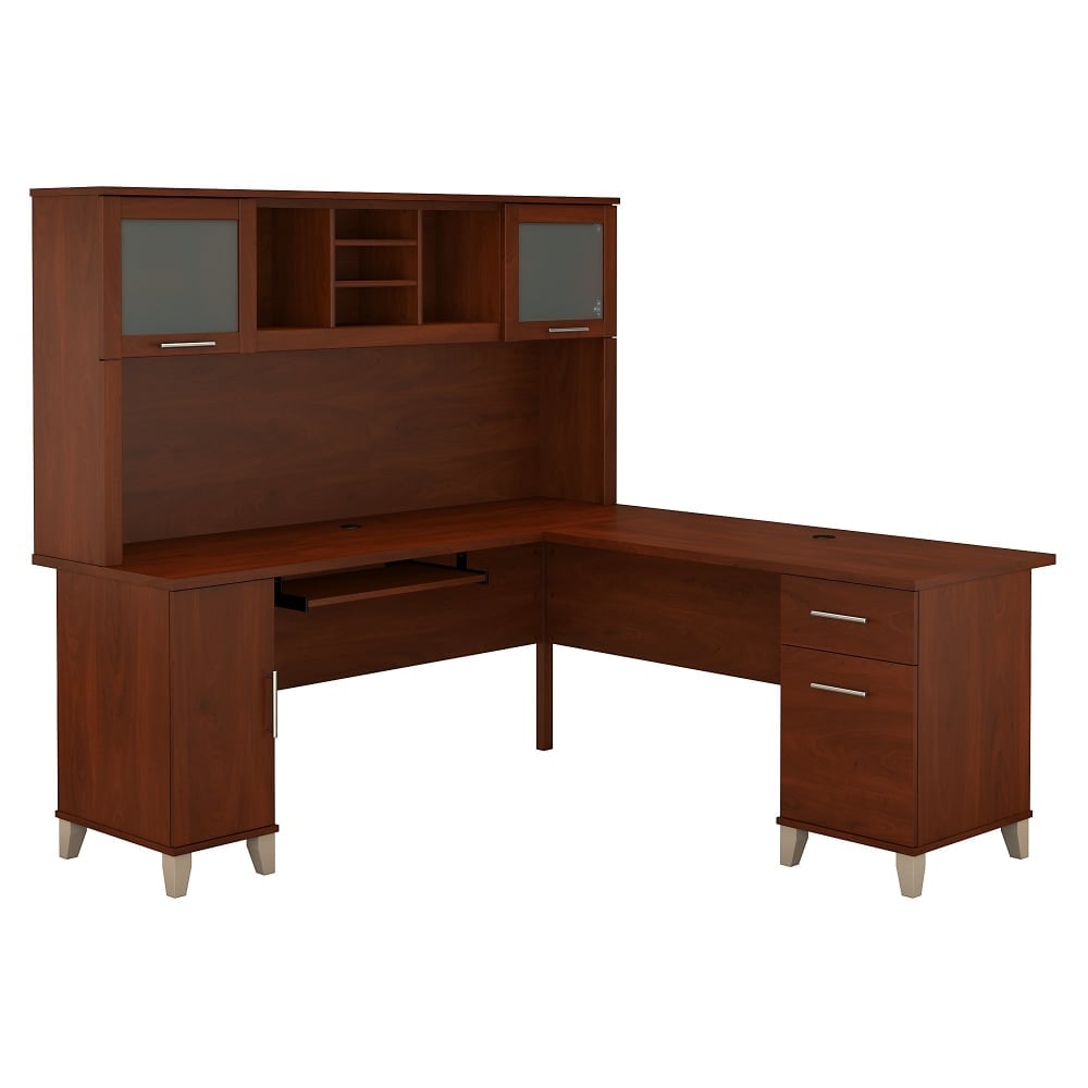 Bush Home Somerset 72inW L Shaped Desk With Hutch, Hansen Cherry, Standard Delivery MPN:SET001HC