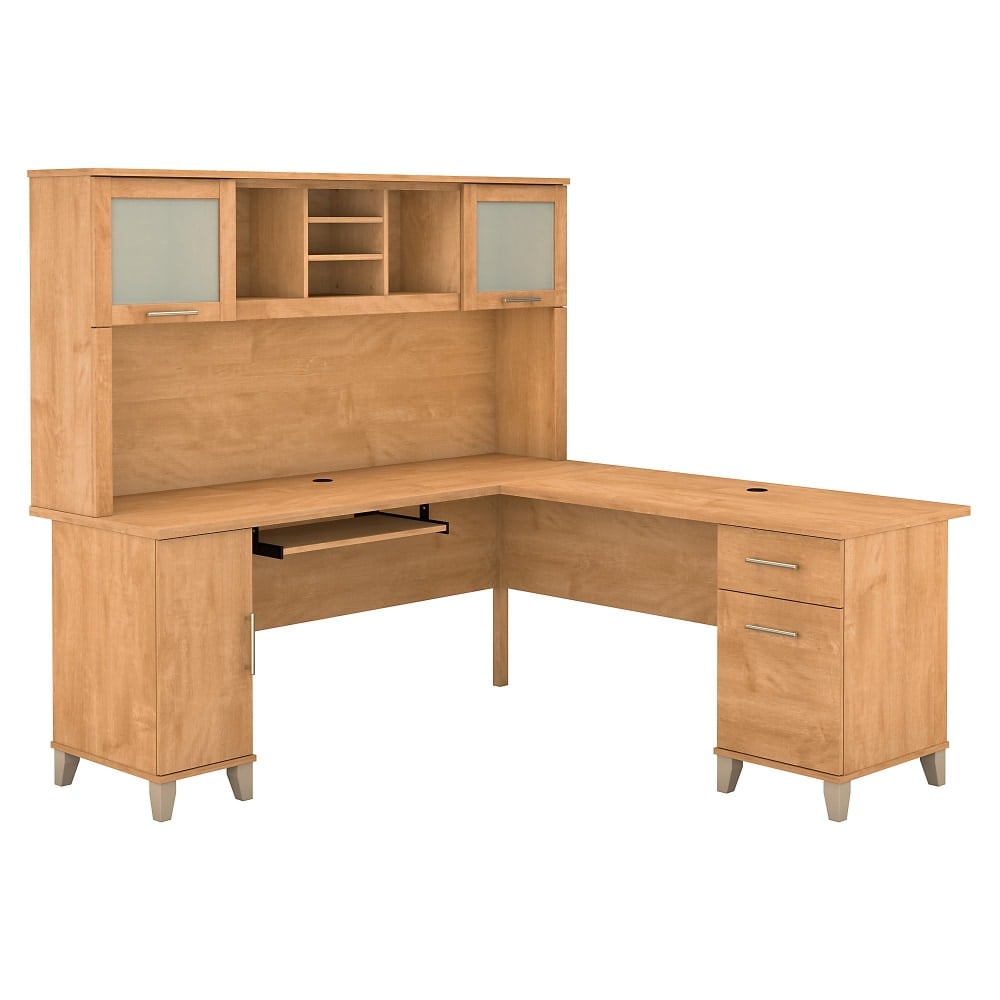 Bush Home Somerset 72inW L Shaped Desk With Hutch, Maple Cross, Standard Delivery MPN:SET001MC