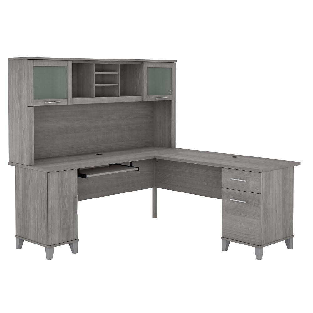Bush Home Somerset 72inW L-Shaped Desk With Hutch, Platinum Gray, Standard Delivery MPN:SET001PG
