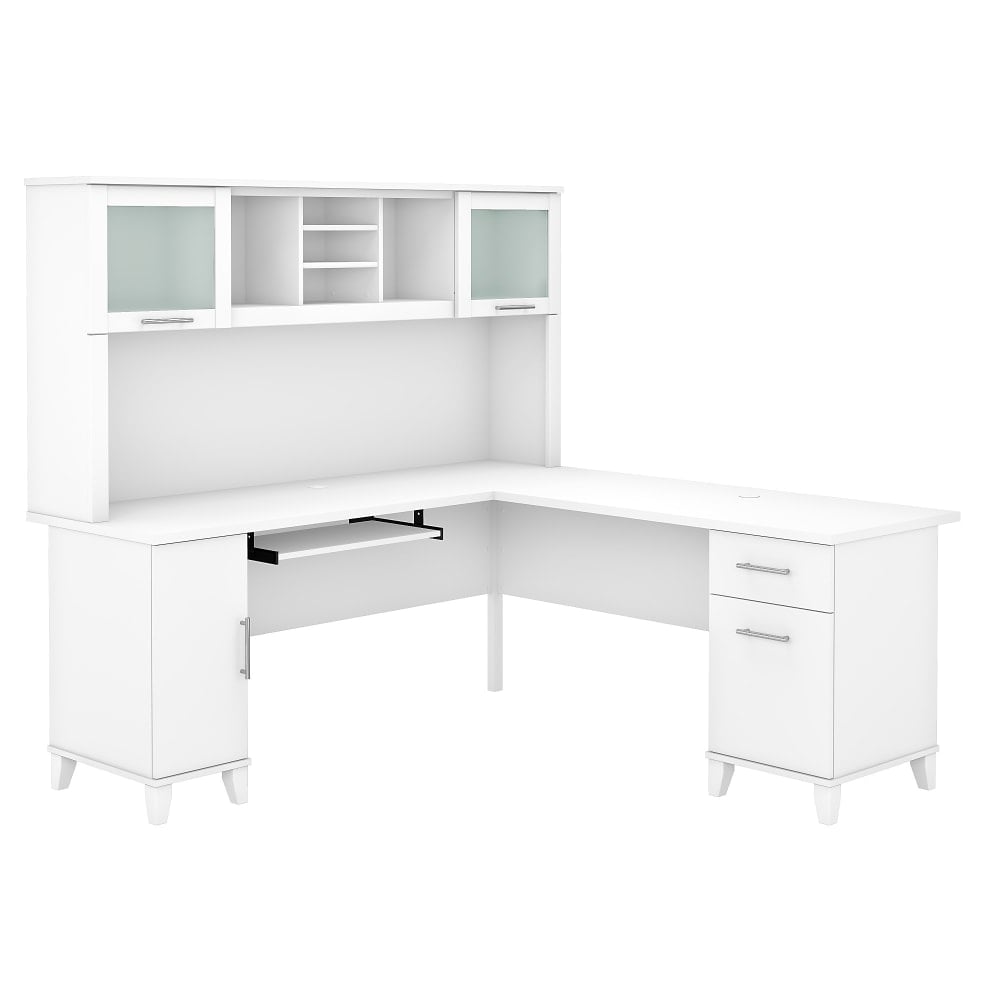 Bush Home Somerset 72inW L-Shaped Desk With Hutch, White, Standard Delivery MPN:SET001WH