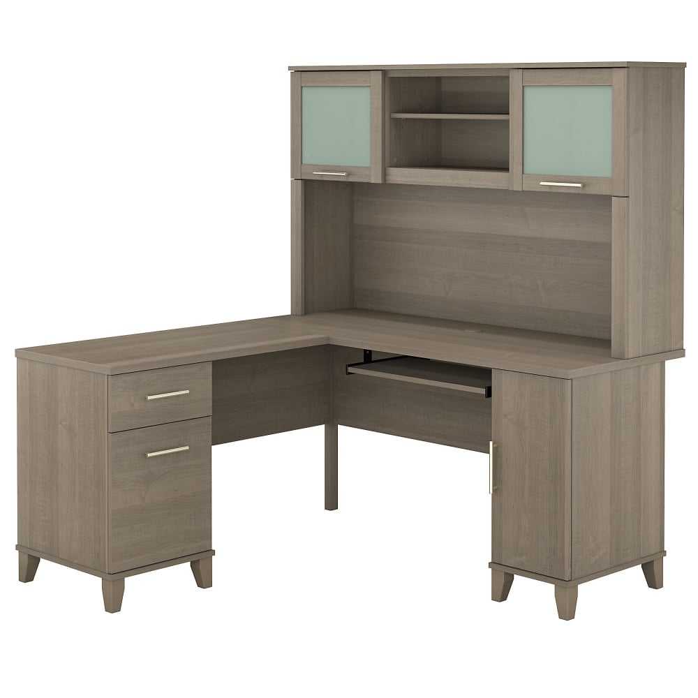 Bush Furniture Somerset L Shaped Desk With Hutch, 60inW, Ash Gray, Standard Delivery MPN:SET002AG