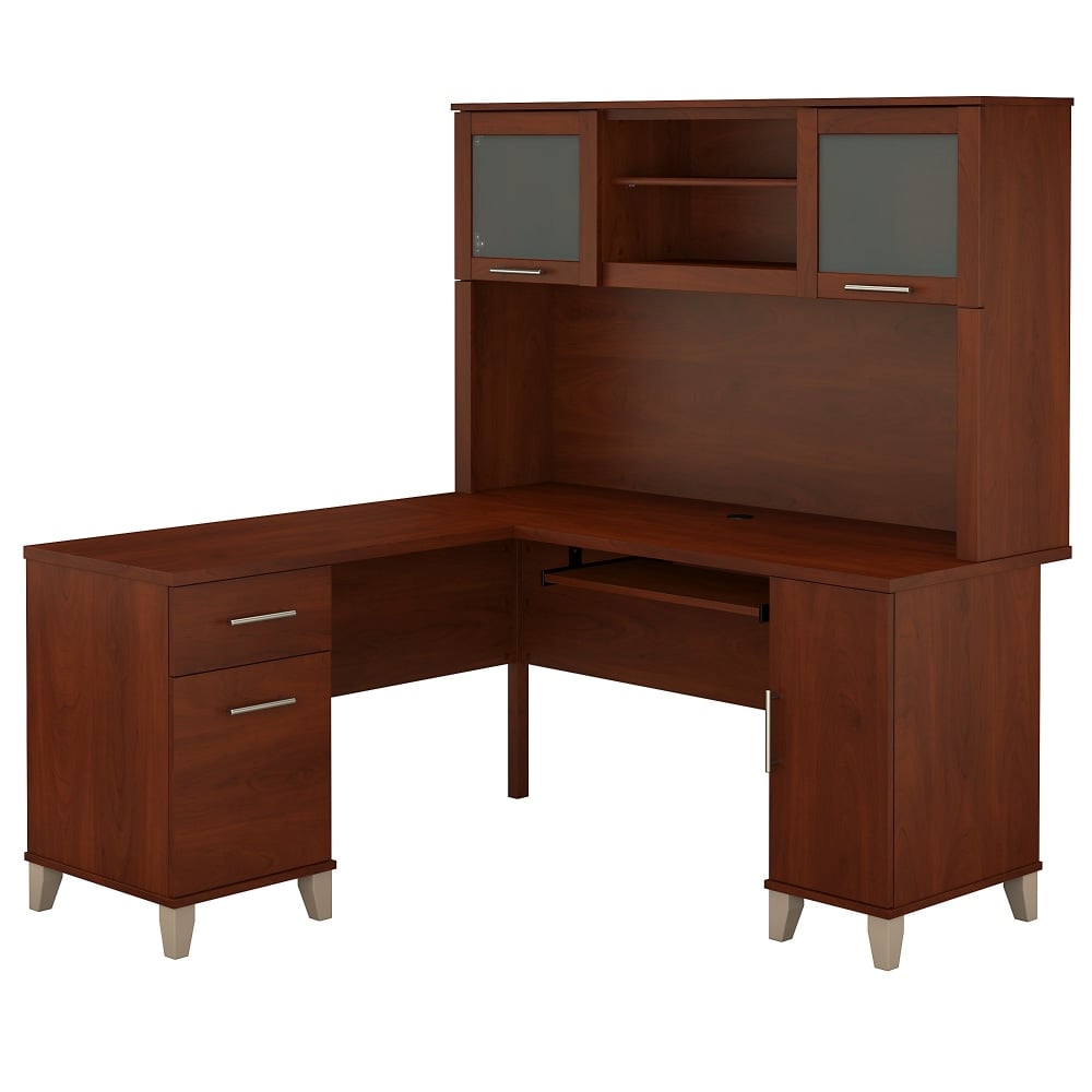 Bush Furniture Somerset L Shaped Desk With Hutch, 60inW, Hansen Cherry, Standard Delivery MPN:SET002HC