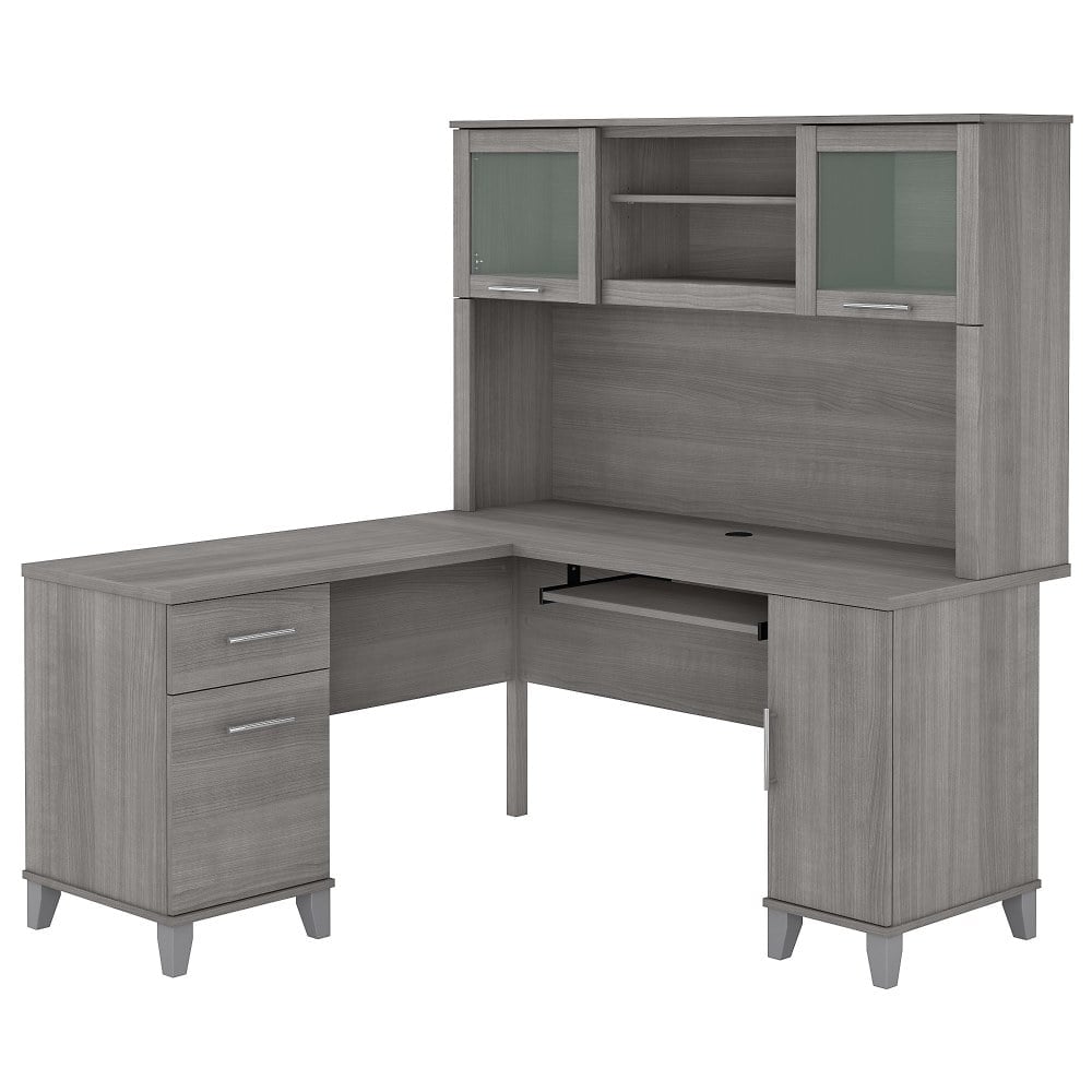 Bush Business Furniture Somerset 60inW L-Shaped Corner Desk With Hutch, Platinum Gray, Standard Delivery MPN:SET002PG