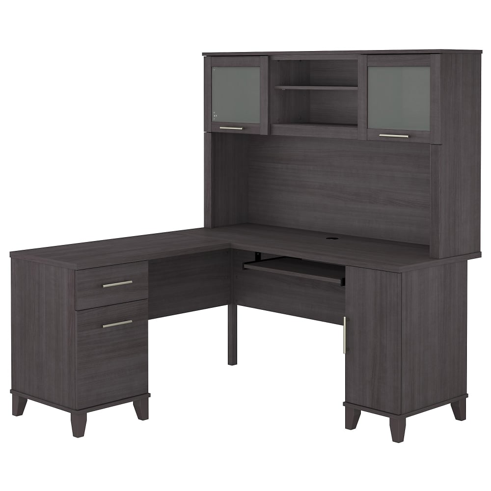 Bush Business Furniture Somerset 60inW L-Shaped Corner Desk With Hutch, Storm Gray, Standard Delivery MPN:SET002SG