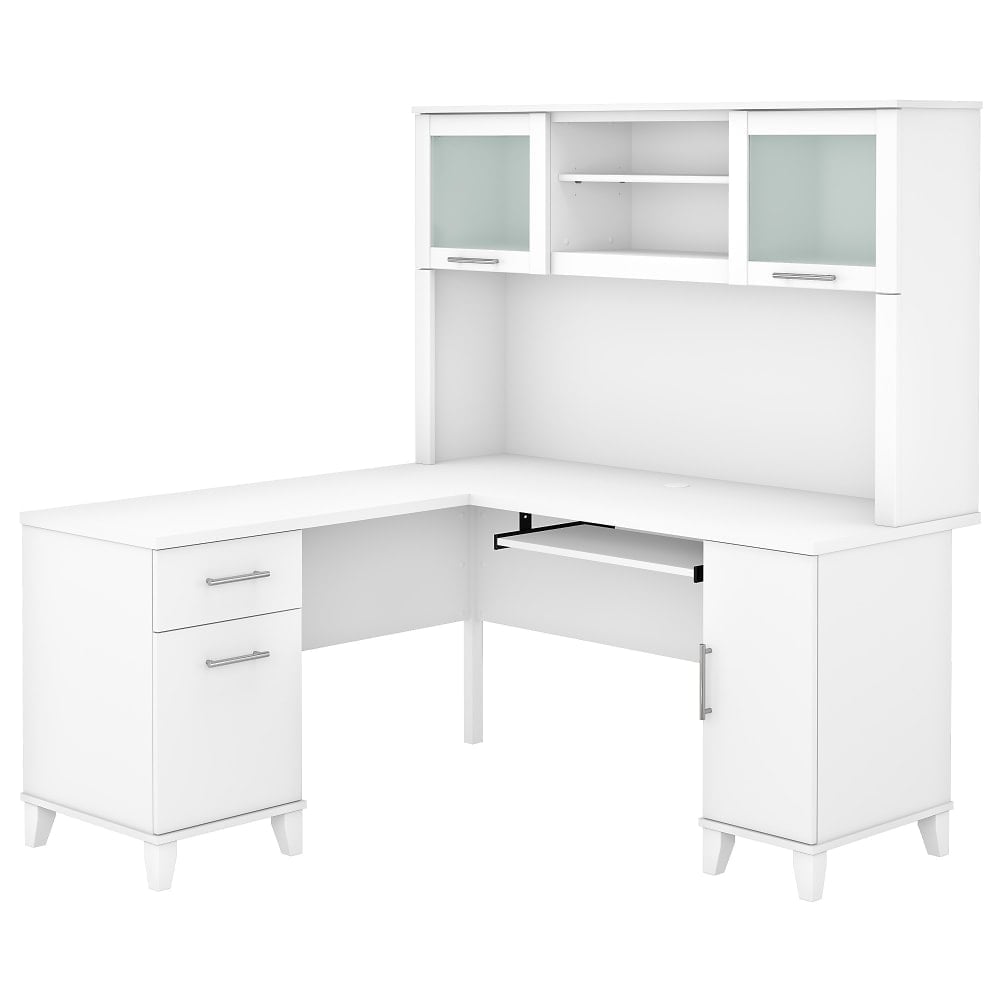 Bush Business Furniture Somerset 60inW L-Shaped Corner Desk With Hutch, White, Standard Delivery MPN:SET002WH