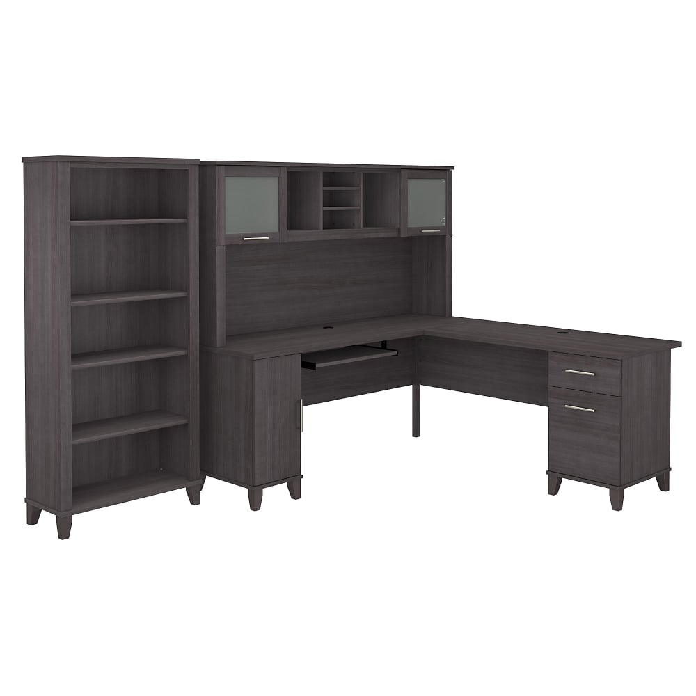 Bush Furniture Somerset 72inW L-Shaped Desk With Hutch And 5-Shelf Bookcase, Storm Gray, Standard Delivery MPN:SET011SG