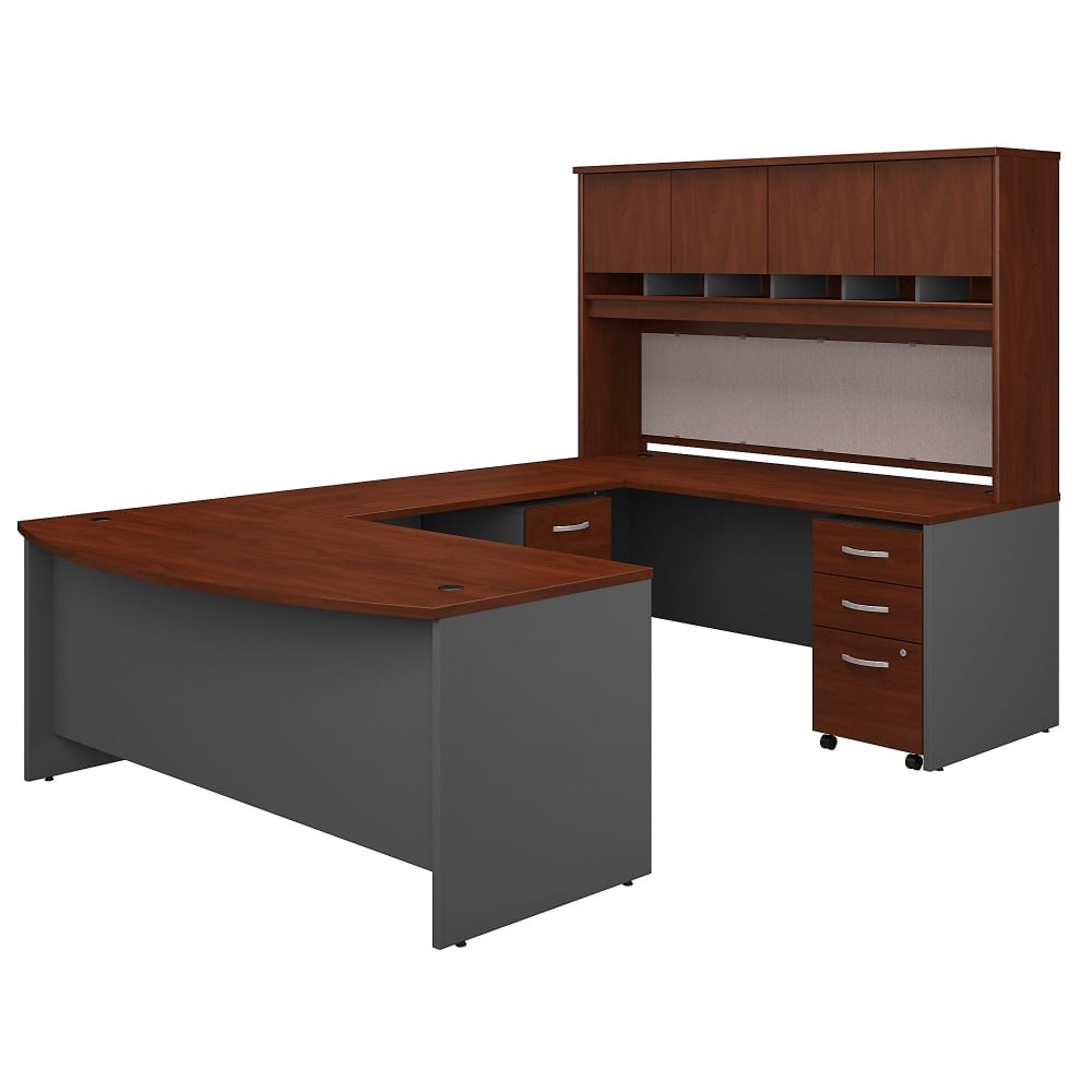 Bush Business Furniture Series C Components 72inW Bow-Front U-Shaped Corner Desk With Hutch And Storage, Hansen Cherry, Standard Delivery MPN:SRC095HCSU