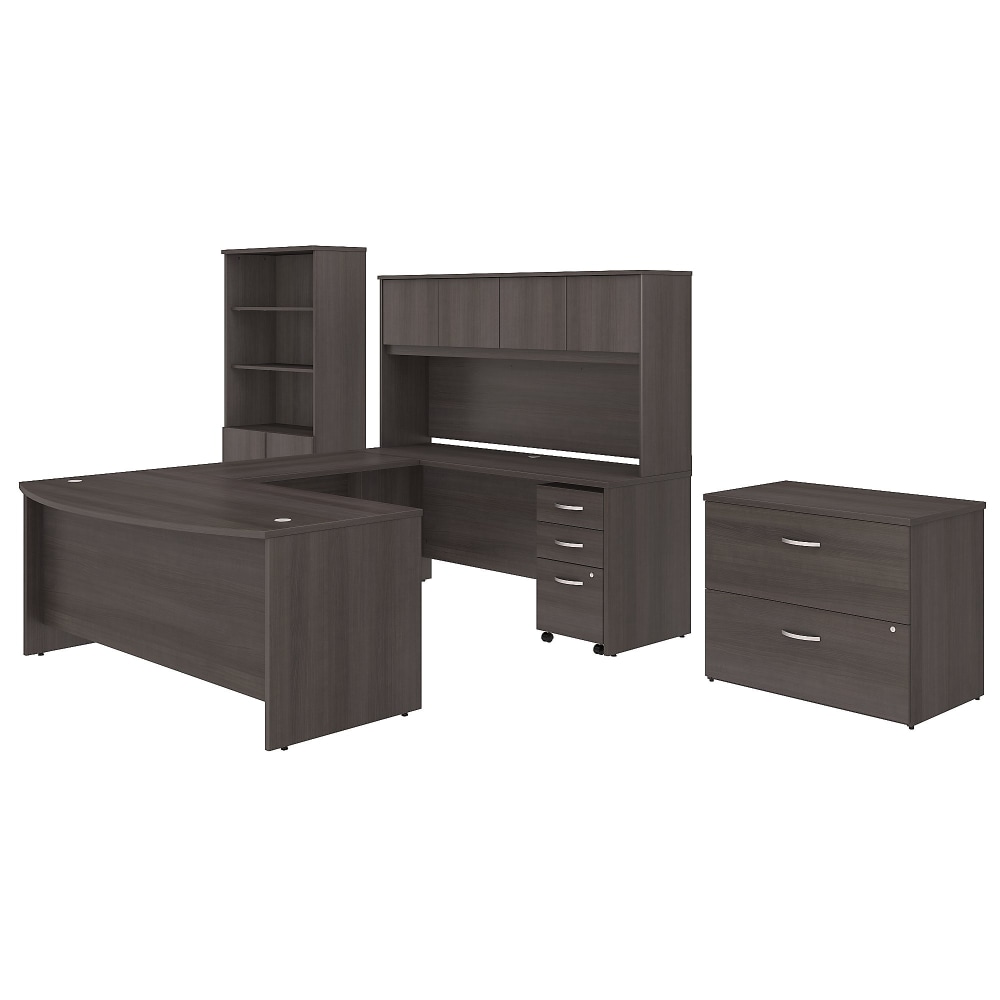 Bush Business Furniture Studio C 72inW x 36inD U Shaped Desk with Hutch, Bookcase and File Cabinets, Storm Gray, Standard Delivery MPN:STC001SG