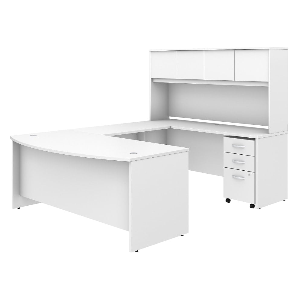 Bush Business Furniture Studio C U Shaped Desk with Hutch and Mobile File Cabinet, 72inW x 36inD, White, Standard Delivery MPN:STC003WH