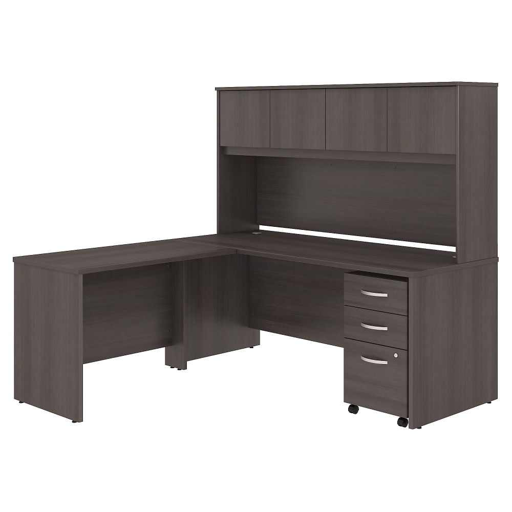 Bush Business Furniture Studio C 72inW x 30inD L Shaped Desk with Hutch, Mobile File Cabinet and 42inW Return, Storm Gray, Standard Delivery MPN:STC006SG
