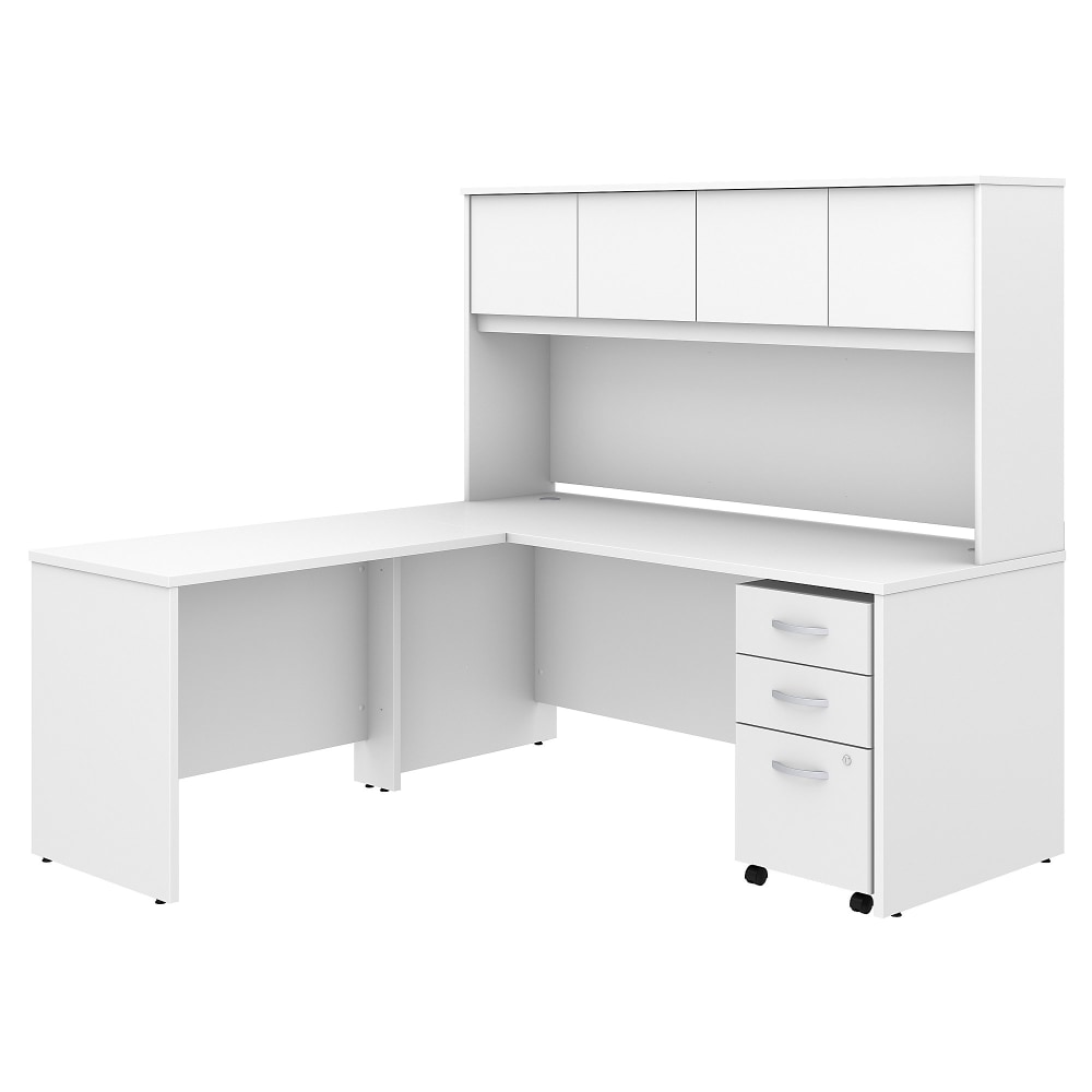 Bush Business Furniture Studio C 72inW x 30inD L Shaped Desk with Hutch, Mobile File Cabinet and 42inW Return, White, Standard Delivery MPN:STC006WH