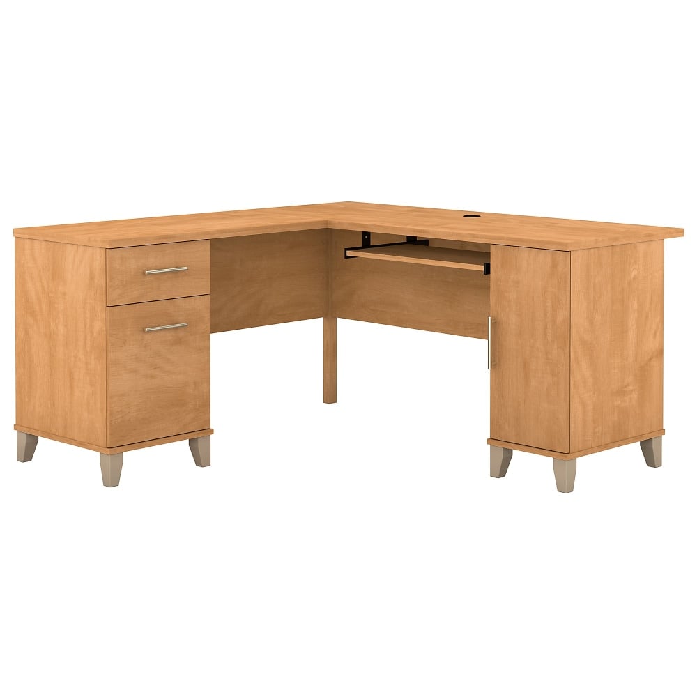Bush Home Somerset 60inW L-Shaped Corner Desk with Storage, Maple Cross, Standard Delivery MPN:WC81430K
