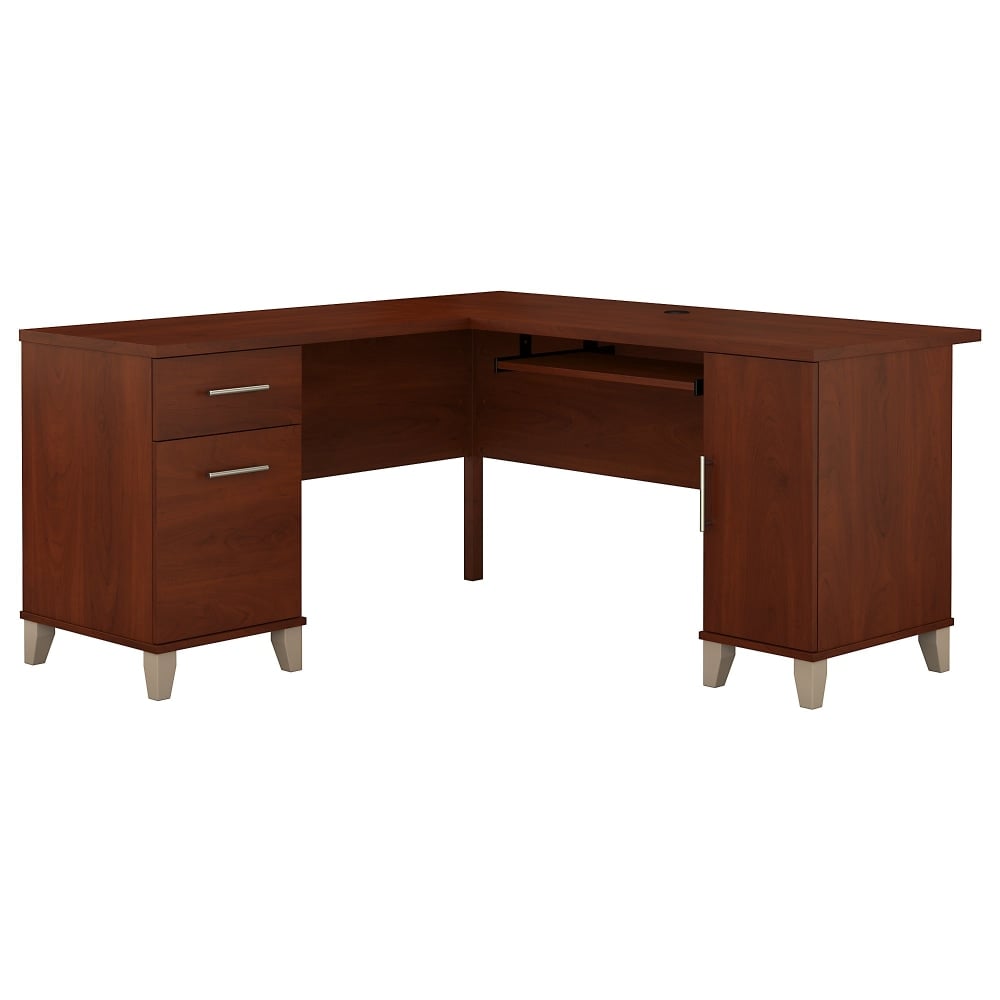 Bush Home Somerset 60inW L-Shaped Corner Desk with Storage, Hansen Cherry, Standard Delivery MPN:WC81730K