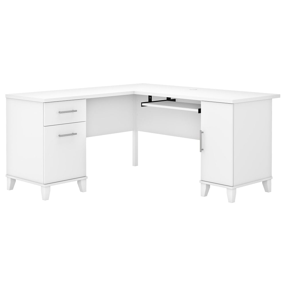 Bush Home Somerset 60inW L-Shaped Corner Desk with Storage, White, Standard Delivery MPN:WC81930K