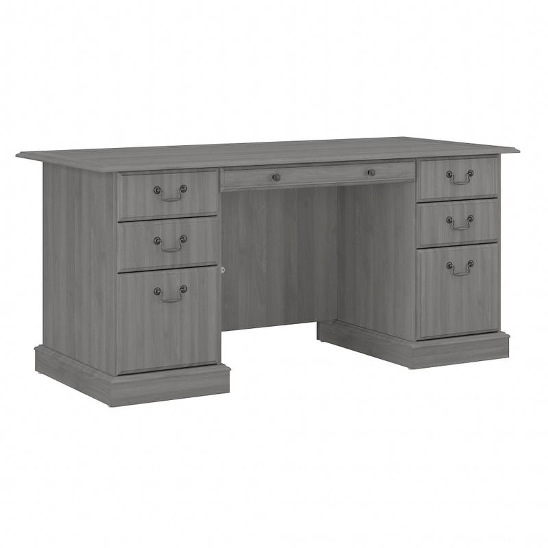 Bush Furniture Saratoga Executive 66inW Computer Desk With Drawers, Modern Gray, Standard Delivery MPN:EX45866-03K