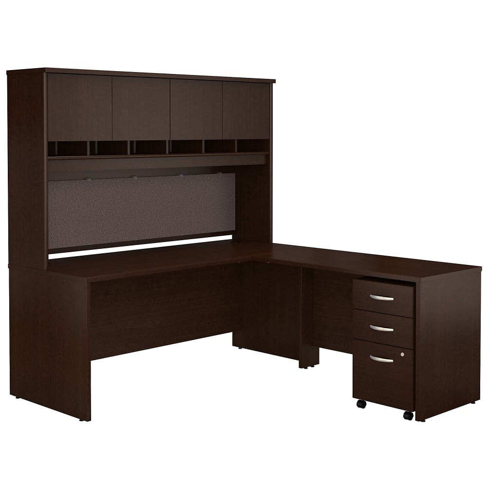 Bush Business Furniture Series C Components 72inW L Shaped Desk with Hutch and 3 Drawer Mobile File Cabinet, Mocha Cherry, Standard Delivery MPN:SRC0018MRSU