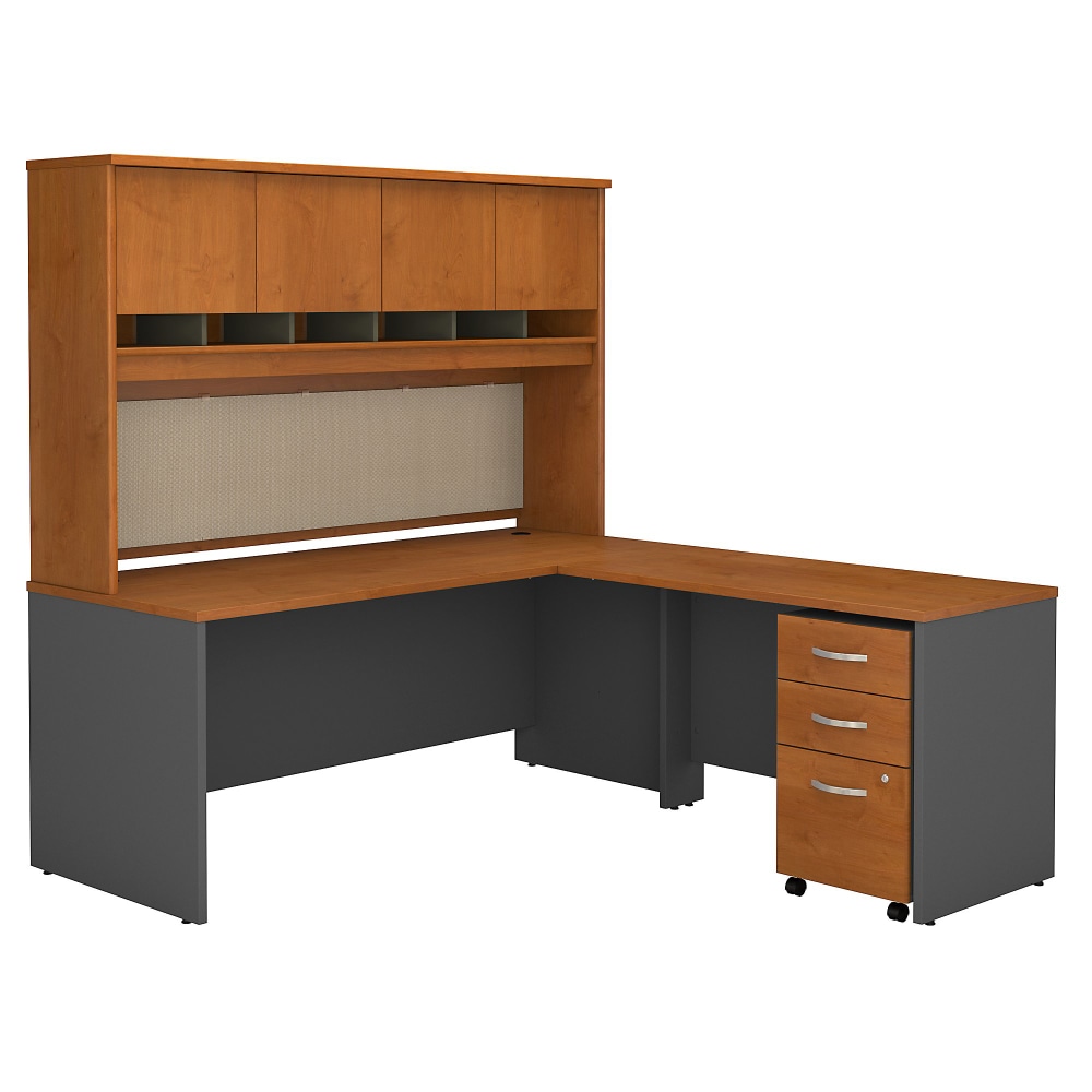 Bush Business Furniture Series C Components 72inW L Shaped Desk with Hutch and 3 Drawer Mobile File Cabinet, Natural Cherry, Standard Delivery MPN:SRC0018NCSU
