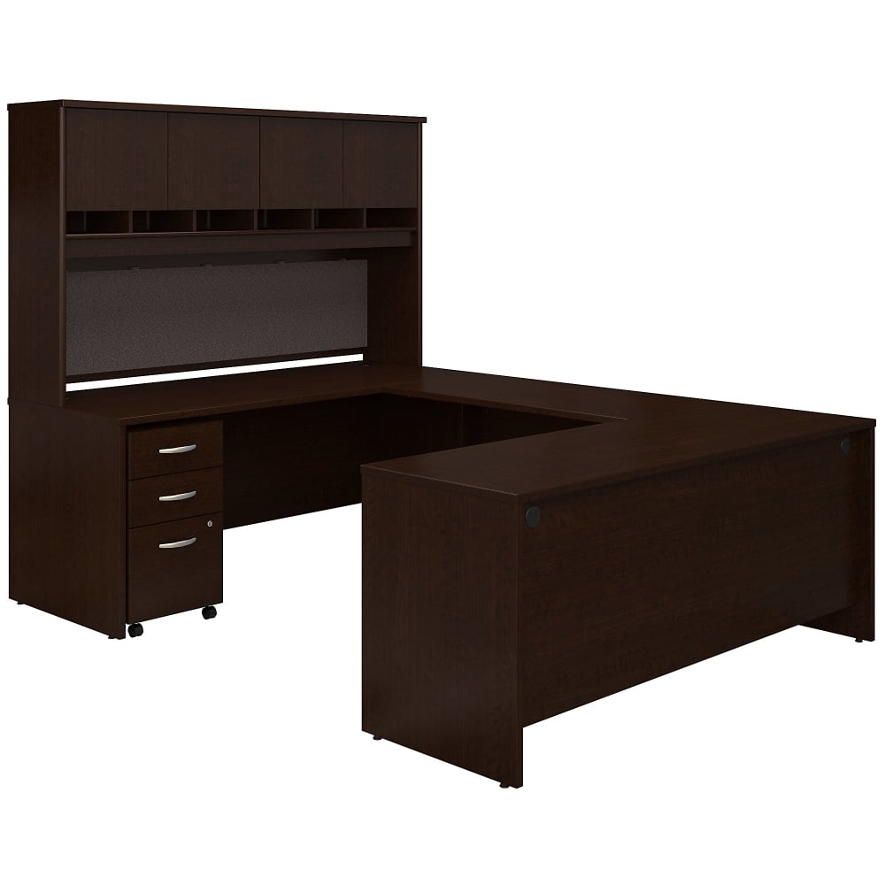 Bush Business Furniture Series C Components 72inW U-Shaped Corner Desk With Hutch And Storage, Mocha Cherry, Standard Delivery MPN:SRC094MRSU