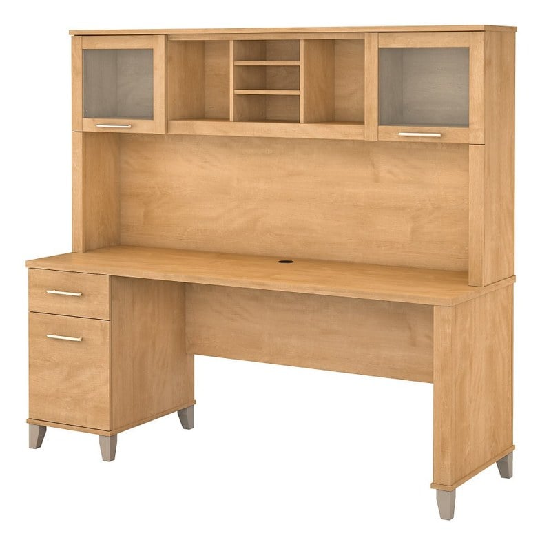 Bush Home Somerset 72inW Office Desk With Hutch, Maple Cross, Standard Delivery MPN:SET018MC