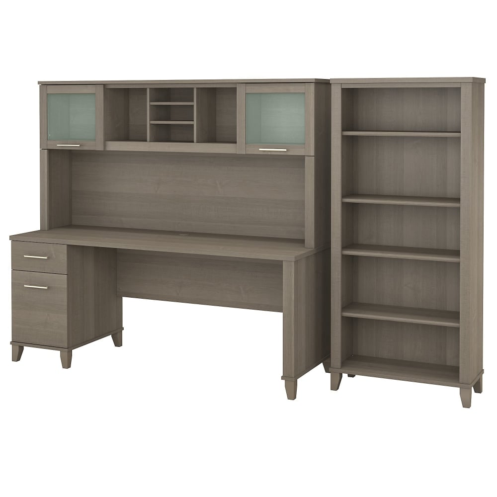 Bush Furniture Somerset 72inW Office Desk With Hutch And 5 Shelf Bookcase, Ash Gray, Standard Delivery MPN:SET020AG