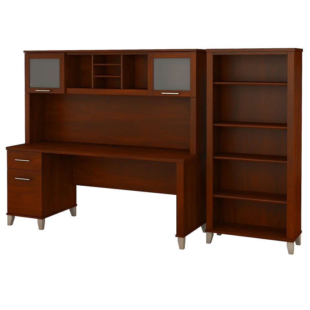 Bush Furniture Somerset 72inW Office Desk With Hutch And 5 Shelf Bookcase, Hansen Cherry, Standard Delivery MPN:SET020HC
