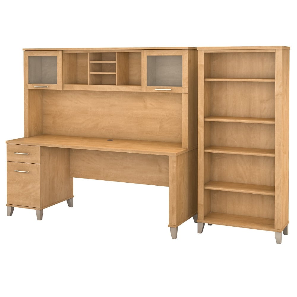 Bush Furniture Somerset 72inW Office Desk With Hutch And 5 Shelf Bookcase, Maple Cross, Standard Delivery MPN:SET020MC