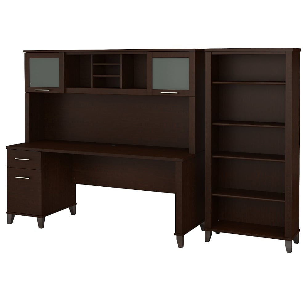 Bush Furniture Somerset 72inW Office Desk With Hutch And 5 Shelf Bookcase, Mocha Cherry, Standard Delivery MPN:SET020MR