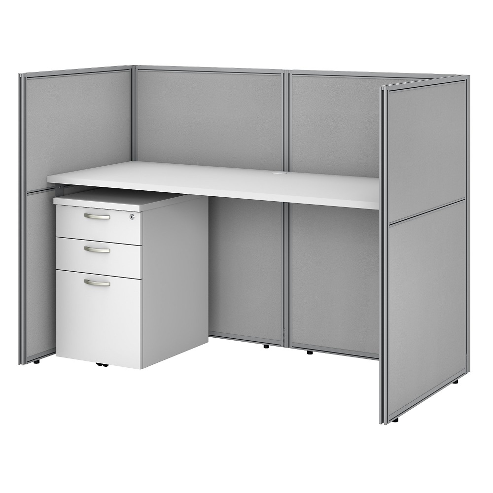 Bush Business Furniture Easy Office 60W Straight Desk With File Cabinet And 45inH Closed Panels, Pure White, Standard Delivery MPN:EOD260SWH-03K