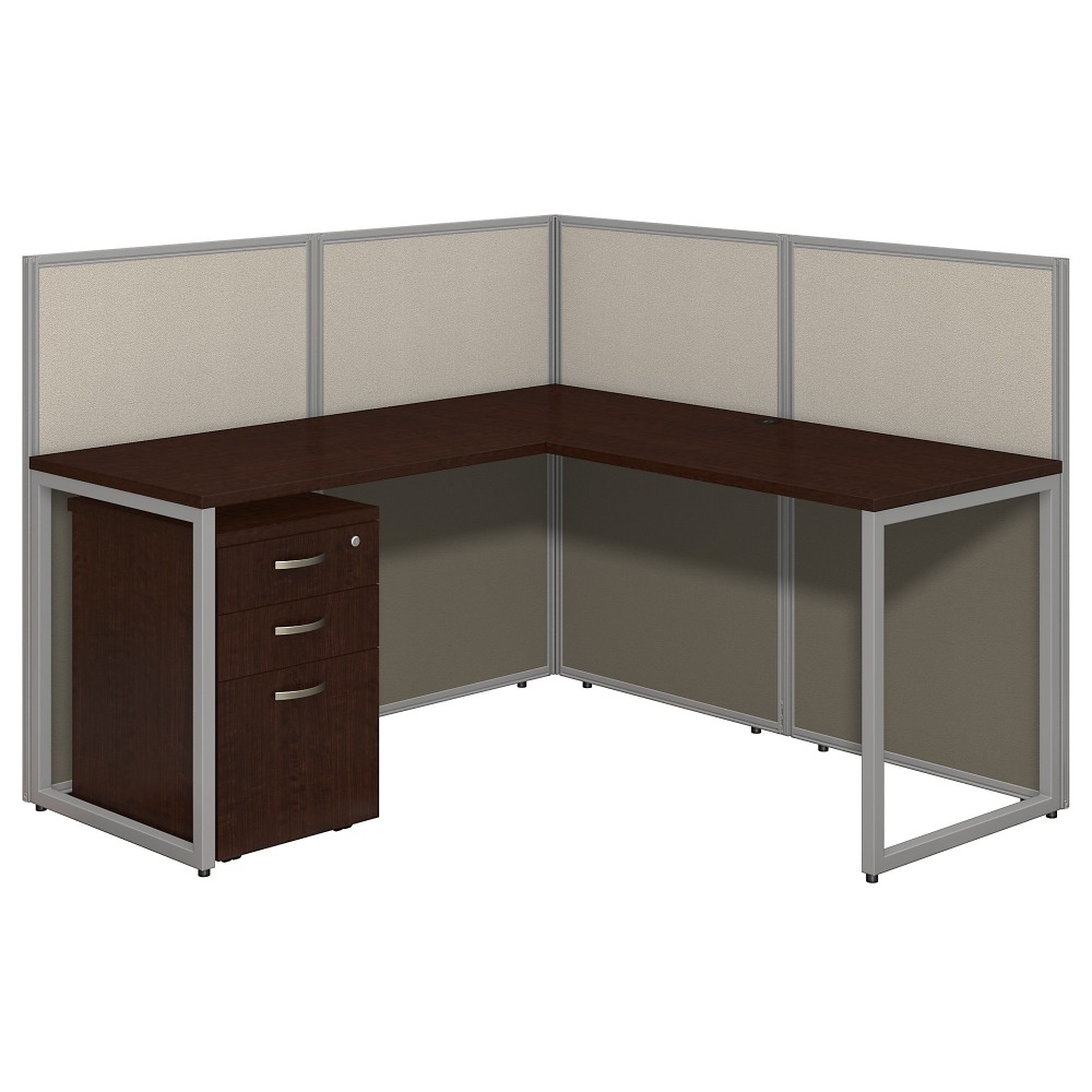 Bush Business Furniture Easy Office 60W L-Desk Open Office With 3-Drawer Mobile Pedestal, Mocha Cherry, Standard Delivery MPN:EOD360SMR-03K