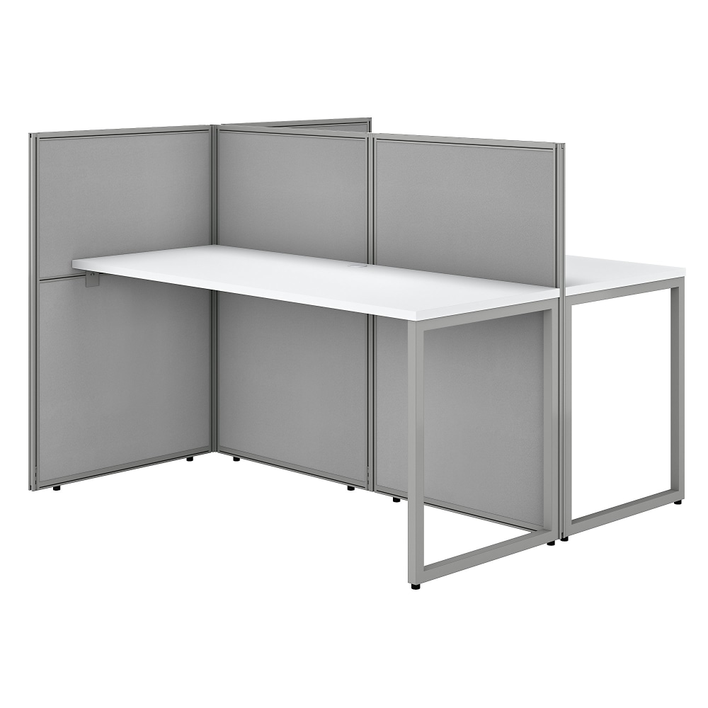 Bush Business Furniture Easy Office 60inW 2-Person Cubicle Desk Workstation With 45inH Panels, Pure White/Silver Gray, Standard Delivery MPN:EOD460WH-03K