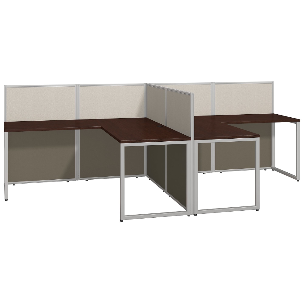 Bush Business Furniture Easy Office 60inW 2-Person L-Shaped Cubicle Desk Workstation With 45inH Panels, Mocha Cherry/Silver Gray, Standard Delivery MPN:EOD560MR-03K