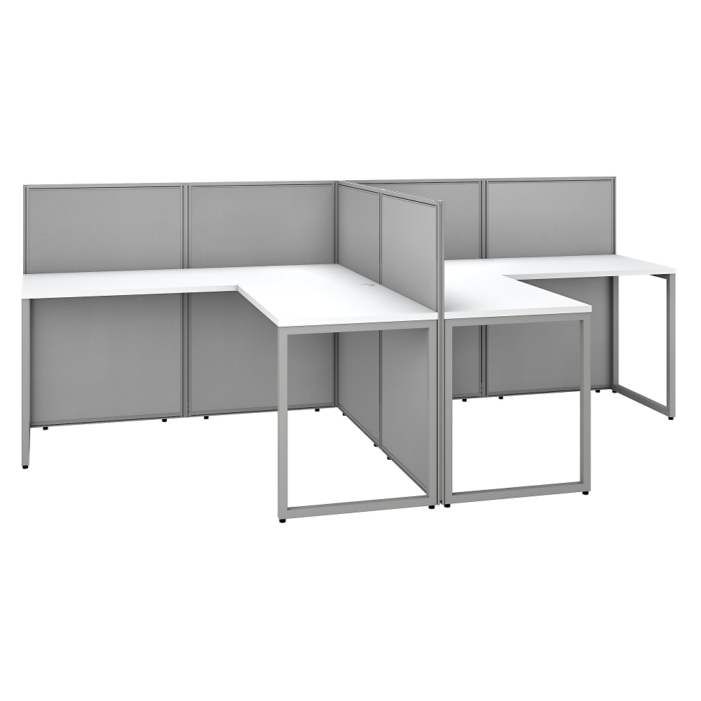 Bush Business Furniture Easy Office 60inW 2-Person L-Shaped Cubicle Desk Workstation With 45inH Panels, Pure White/Silver Gray, Standard Delivery MPN:EOD560WH-03K
