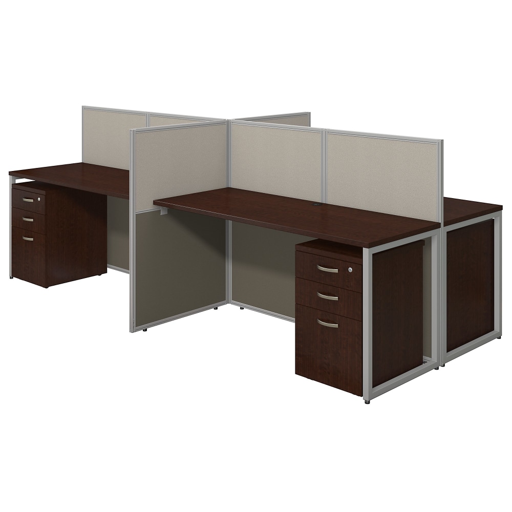 Bush Business Furniture Easy Office 4-Person Straight Desk Open Office, Mocha Cherry, Standard Delivery - EOD660SMR-03K MPN:EOD660SMR-03K