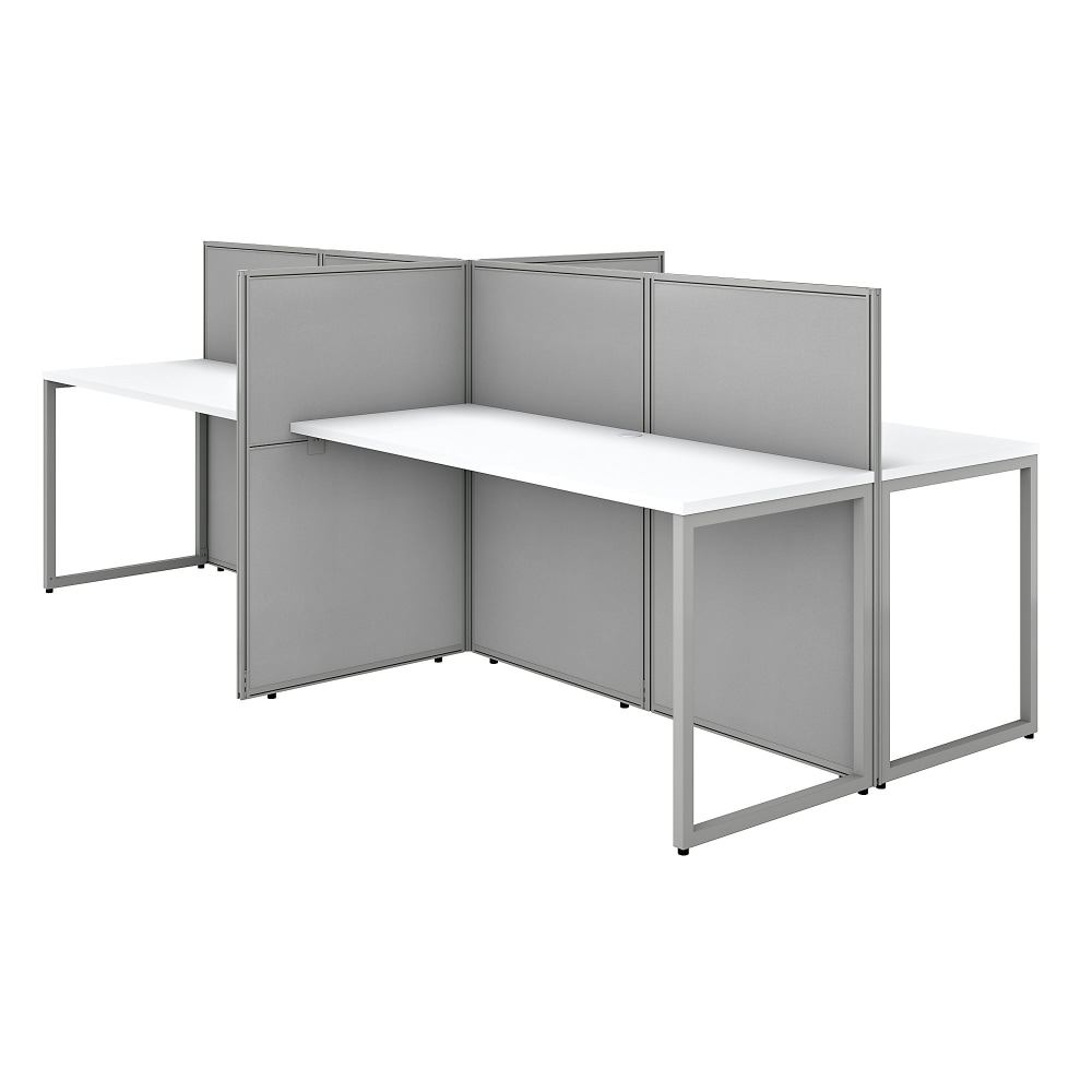 Bush Business Furniture Easy Office 60inW 4-Person Cubicle Desk Workstation With 45inH Panels, Pure White/Silver Gray, Standard Delivery MPN:EOD660WH-03K