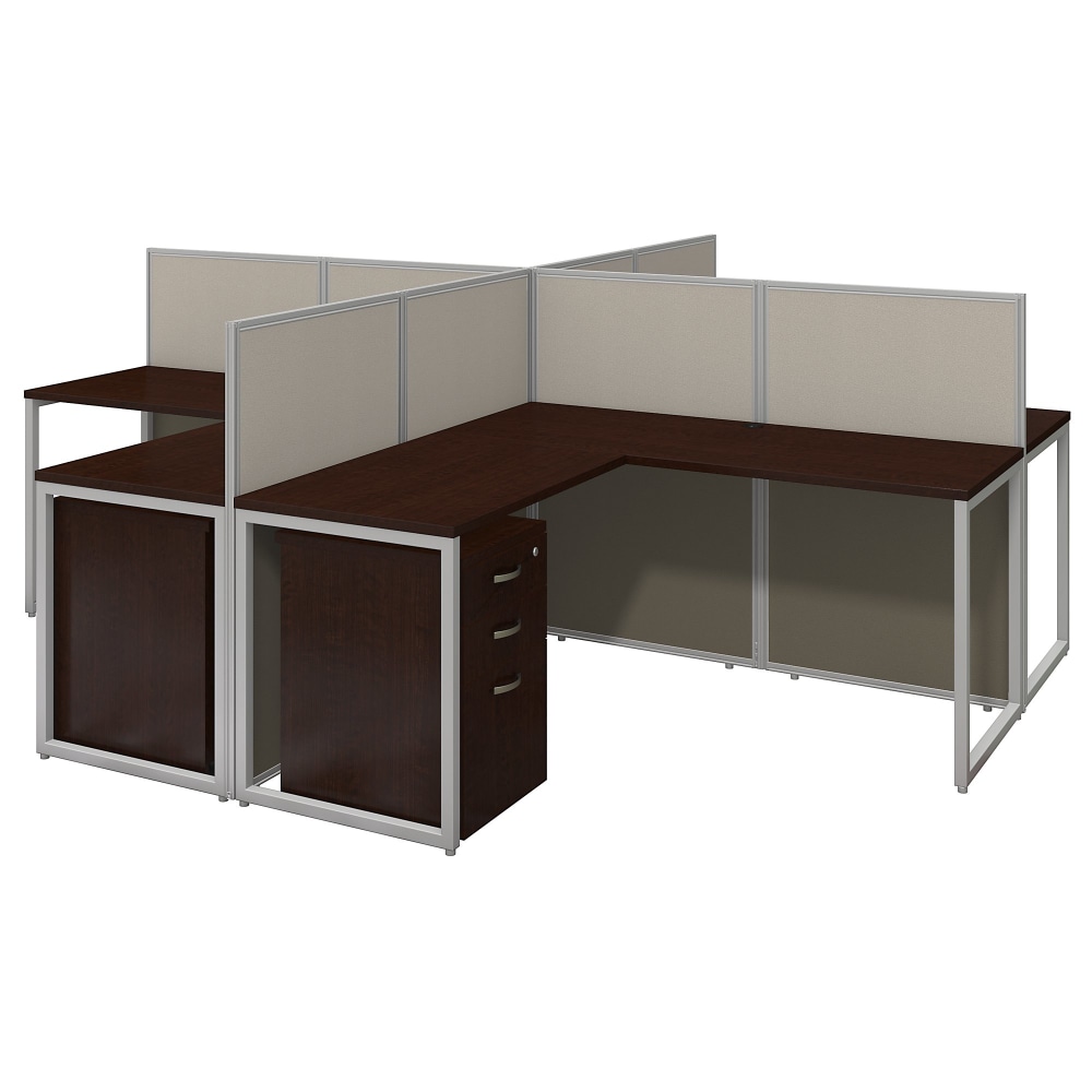 Bush Business Furniture Easy Office 60W 4-Person L-Desk Open Office, Mocha Cherry, Standard Delivery MPN:EOD760SMR-03K