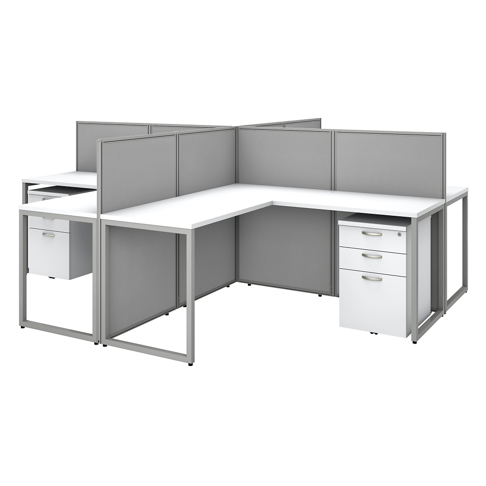 Bush Business Furniture Easy Office 60W 4-Person L-Shaped Cubicle Desk Workstations, Pure White, Standard Delivery MPN:EOD760SWH-03K