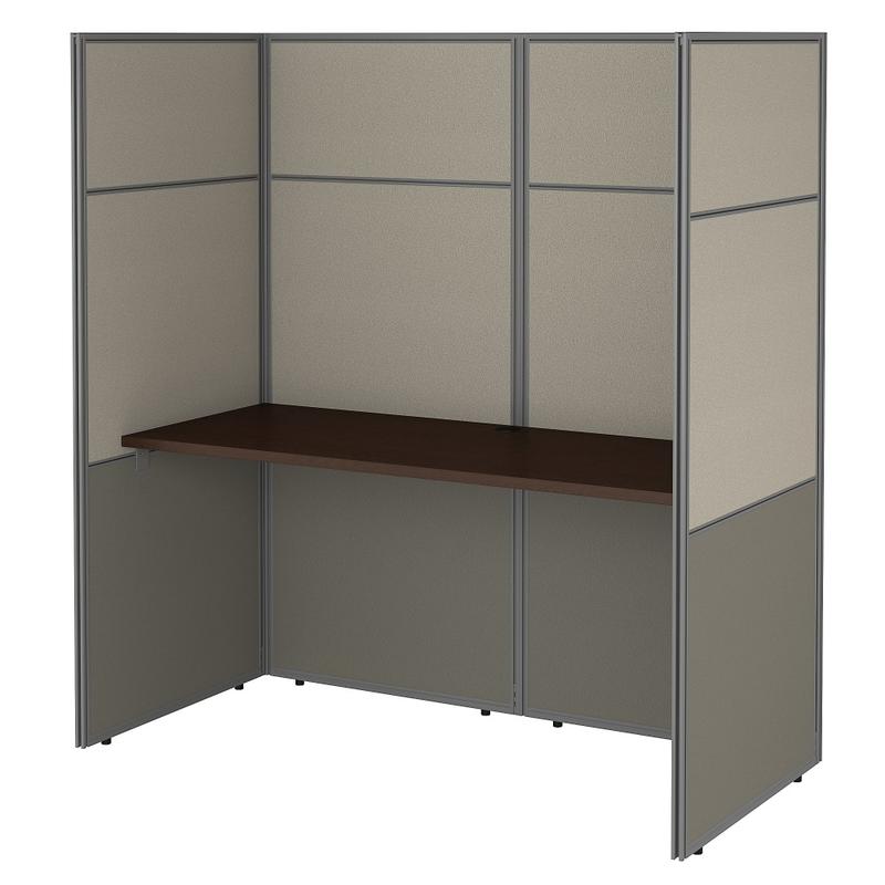 Bush Business Furniture Easy Office 60inW Cubicle Desk Workstation With 66inH Closed Panels, Mocha Cherry, Standard Delivery MPN:EODH260MR-03K