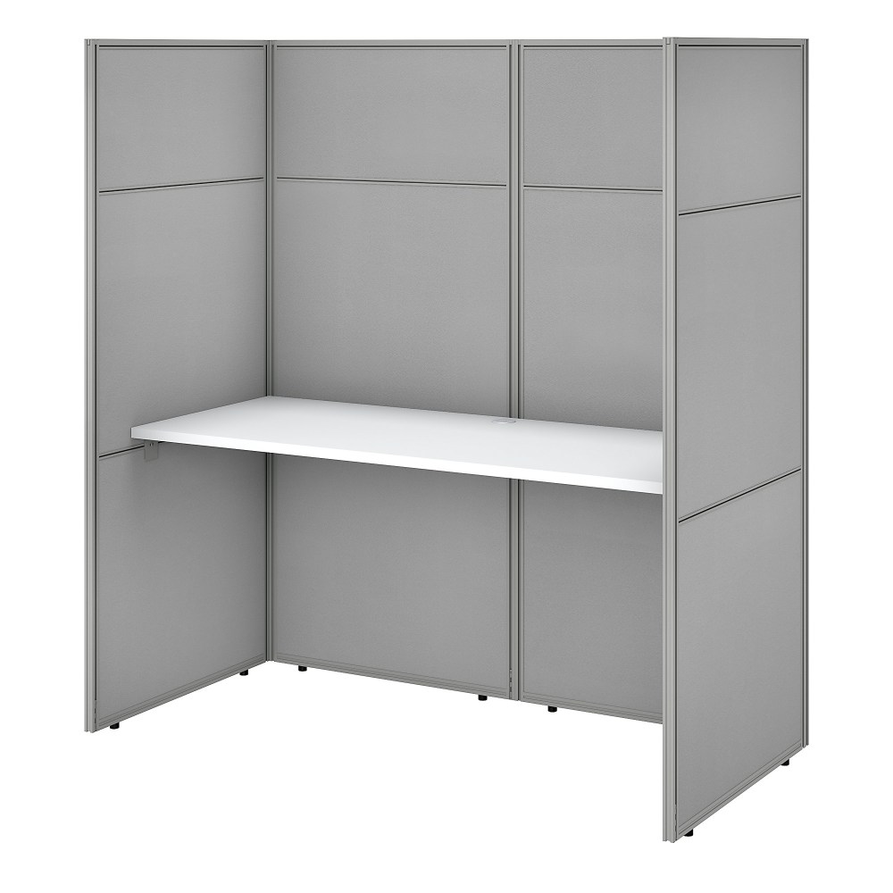 Bush Business Furniture Easy Office 60inW Cubicle Desk Workstation With 66inH Closed Panels, Pure White/Silver Gray, Standard Delivery MPN:EODH260WH-03K