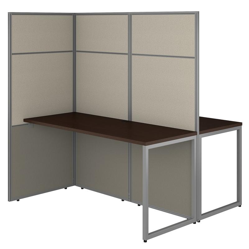 Bush Business Furniture Easy Office 60W 2 Person Cubicle Desk Workstation With 66H Panels, Mocha Cherry, Standard Delivery MPN:EODH460MR-03K